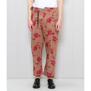 Bed JW Ford Brown Rose Print High Waisted Wide Leg Cropped Trousers